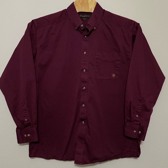 Ariat Solid Twill Classic Fit Long Sleeve Button Down Shirt Size XL - Picture 2 of 8